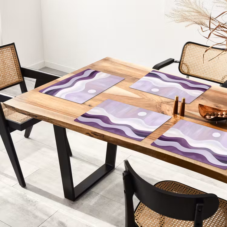 Placemat - 6 stuks - Golven - Heuvels - Abstract - Paars — 5