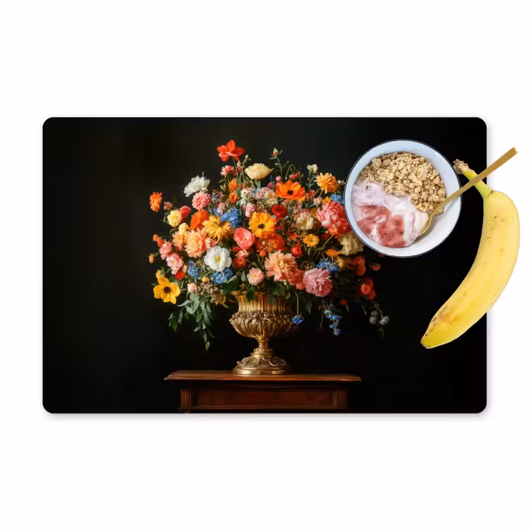 Placemat - 6 stuks - Goud - Bloemen - Kleuren - Vaas — 1