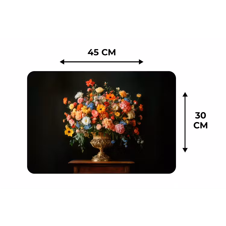 Placemat - 6 stuks - Goud - Bloemen - Kleuren - Vaas — 3