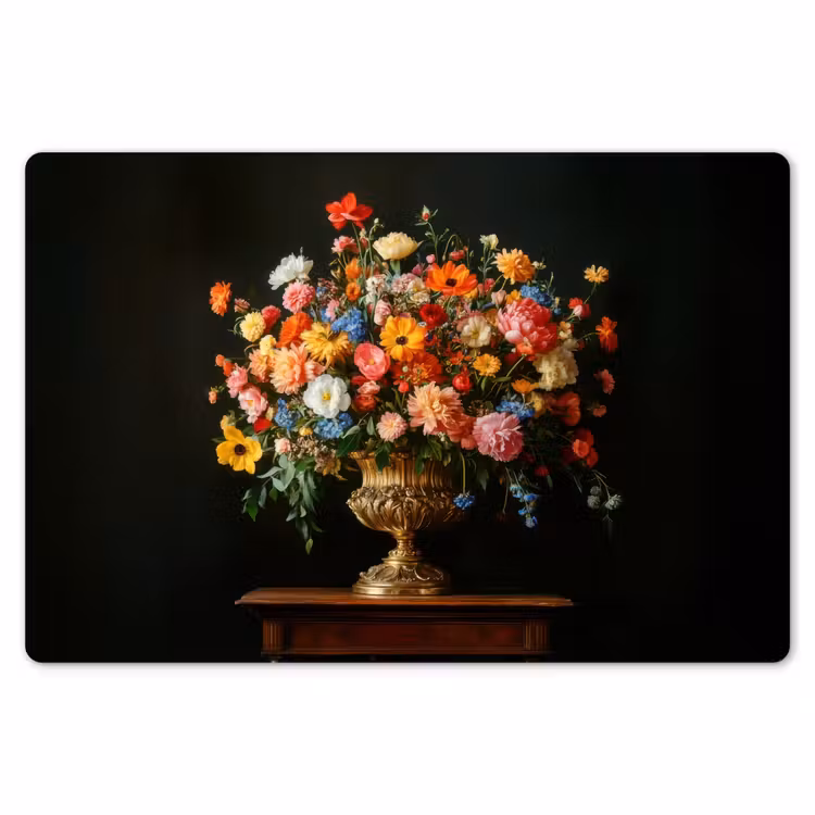 Placemat - 6 stuks - Goud - Bloemen - Kleuren - Vaas — 7