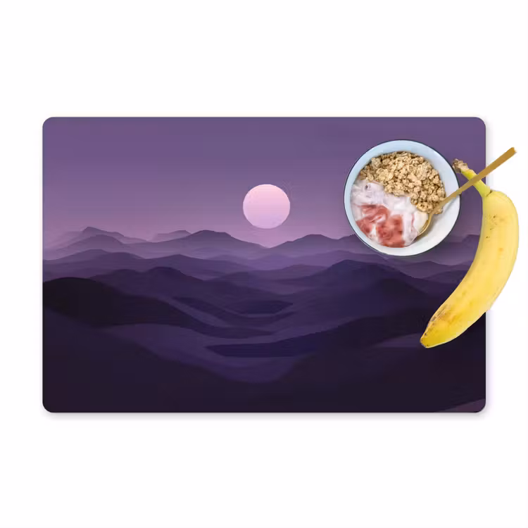 Placemat - 6 stuks - Heuvels - Paars - Mist - Zon — 1