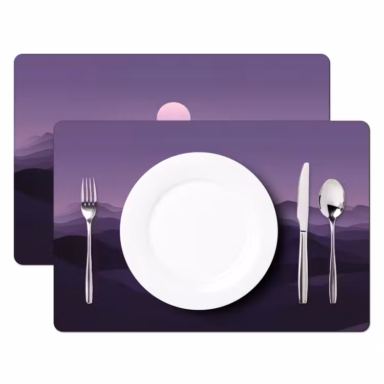 Placemat - 6 stuks - Heuvels - Paars - Mist - Zon — 2