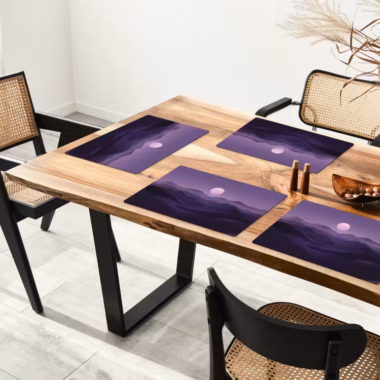 Placemat - 6 stuks - Heuvels - Paars - Mist - Zon — 5