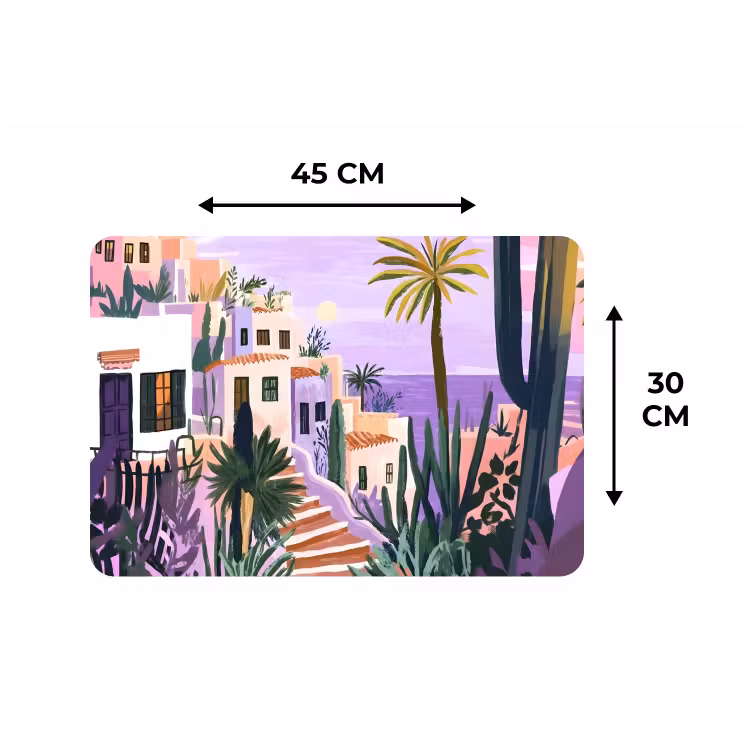 Placemat - 6 stuks - Huizen - Minimalistisch - Palmbomen - Kust — 3