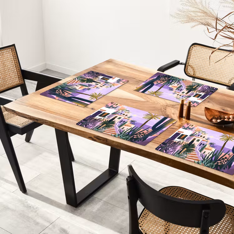 Placemat - 6 stuks - Huizen - Minimalistisch - Palmbomen - Kust — 5