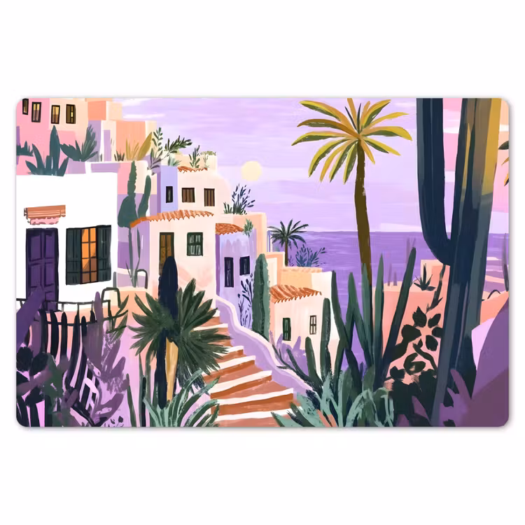 Placemat - 6 stuks - Huizen - Minimalistisch - Palmbomen - Kust — 7