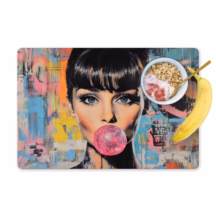 Placemat - 6 stuks - Kauwgom - Vrouw - Penseelstreken - Modern — 1