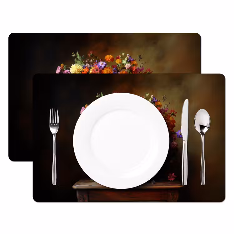 Placemat - 6 stuks - Kleuren - Boeket - Vaas - Hout — 2