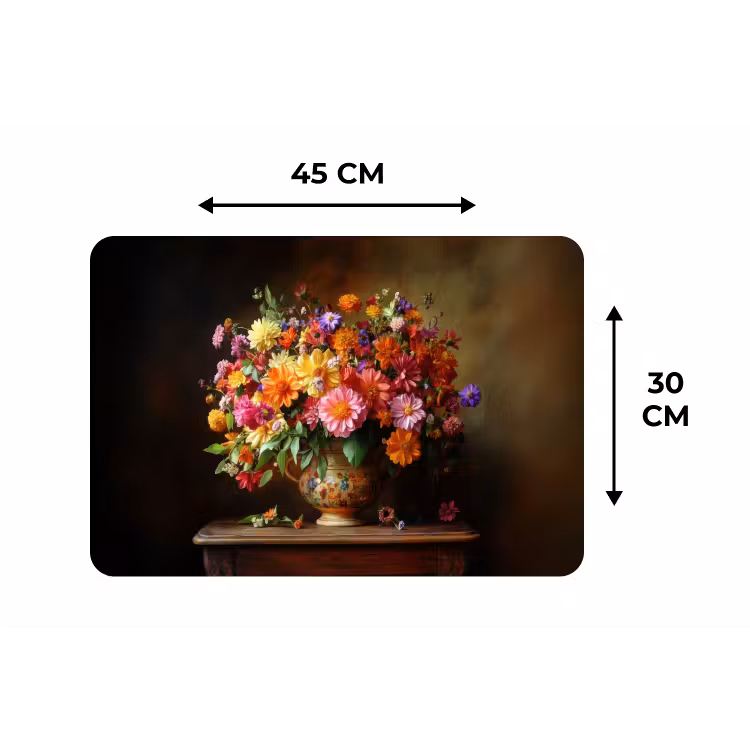 Placemat - 6 stuks - Kleuren - Boeket - Vaas - Hout — 3