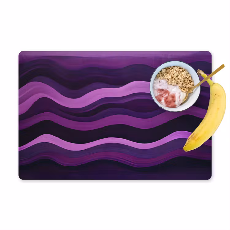 Placemat - 6 stuks - Lijnen - Golven - Paars - Abstract — 1