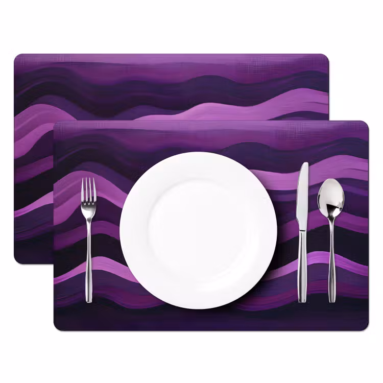 Placemat - 6 stuks - Lijnen - Golven - Paars - Abstract — 2