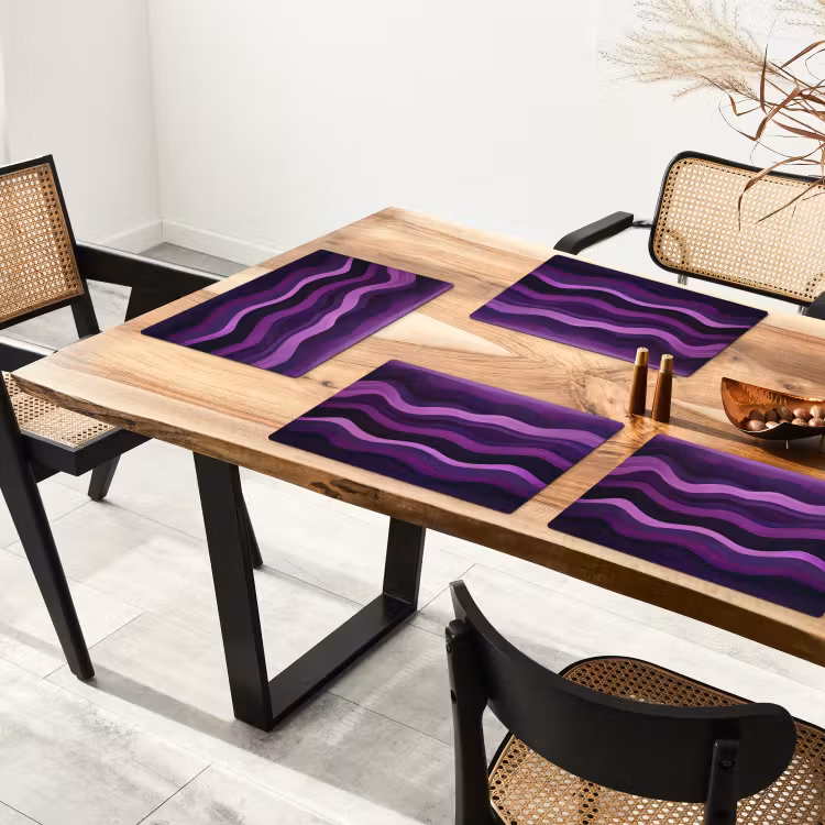 Placemat - 6 stuks - Lijnen - Golven - Paars - Abstract — 5
