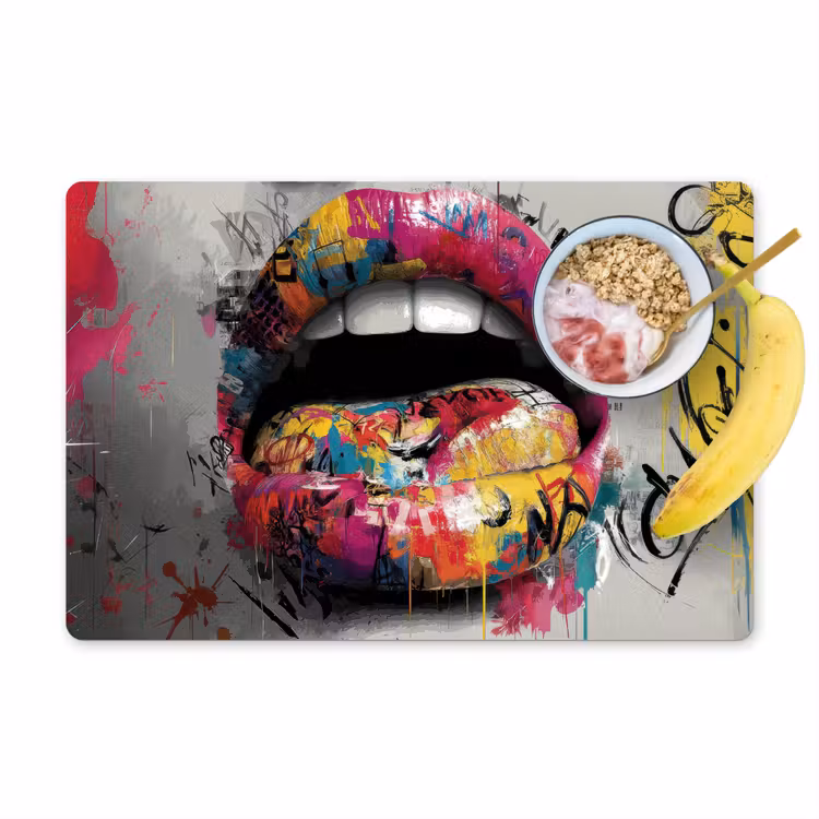 Placemat - 6 stuks - Lippen - Graffiti - Expressief — 1