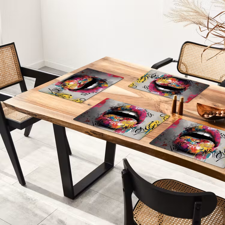 Placemat - 6 stuks - Lippen - Graffiti - Expressief — 5