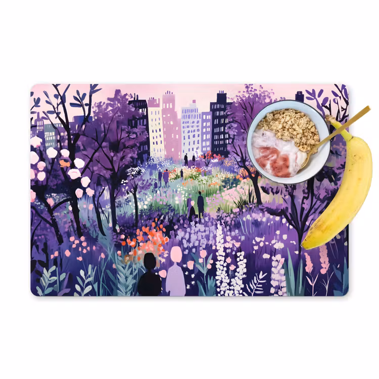 Placemat - 6 stuks - Park - Bomen - Bloemen - Gebouwen — 1