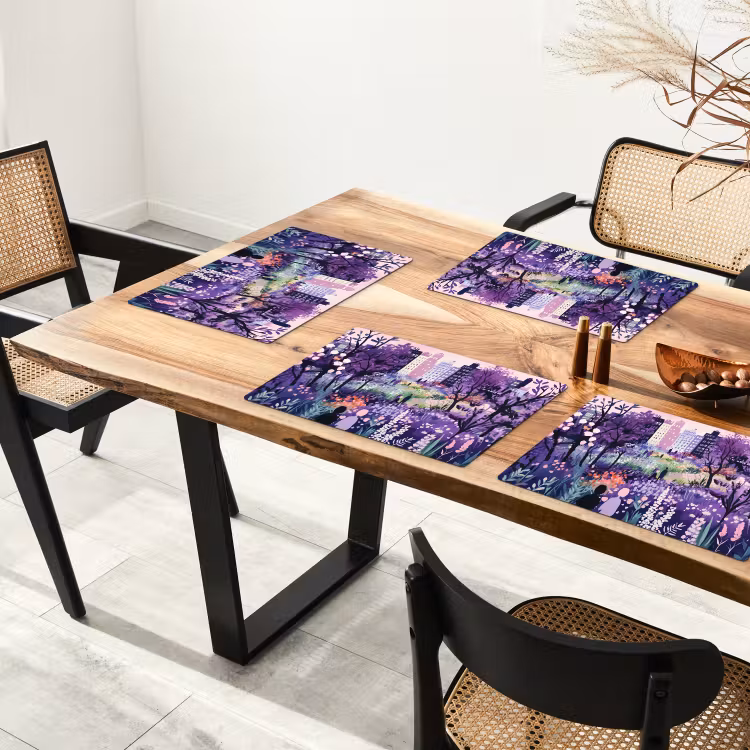 Placemat - 6 stuks - Park - Bomen - Bloemen - Gebouwen — 5