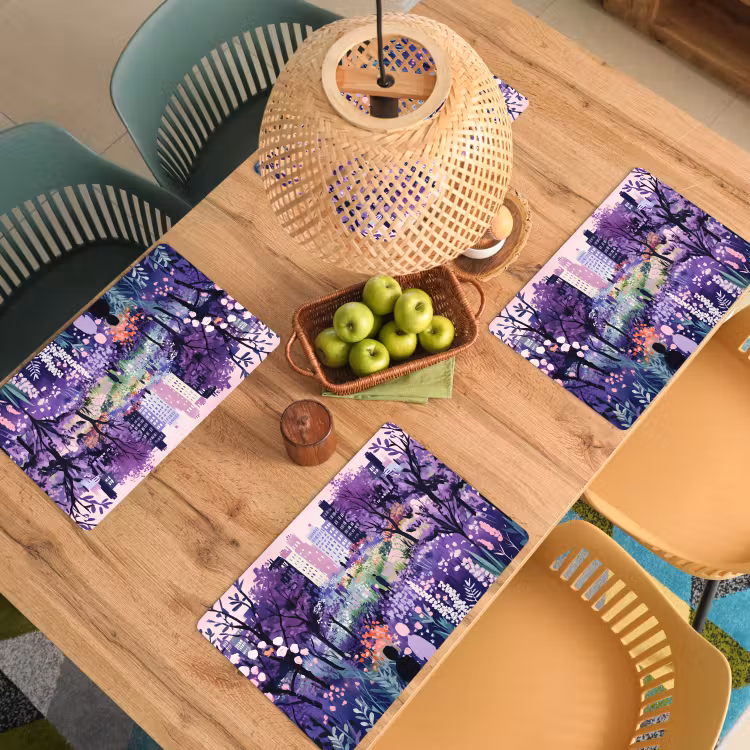 Placemat - 6 stuks - Park - Bomen - Bloemen - Gebouwen — 6