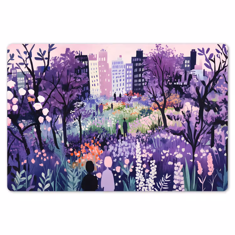Placemat - 6 stuks - Park - Bomen - Bloemen - Gebouwen — 7
