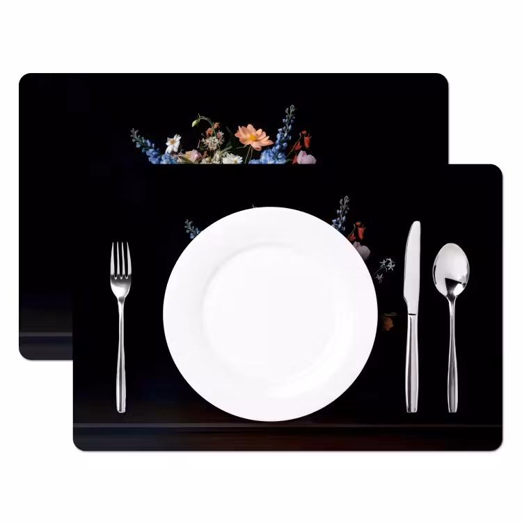 Placemat - 6 stuks - Pastel - Bloemen - Glazen - Vaas — 2