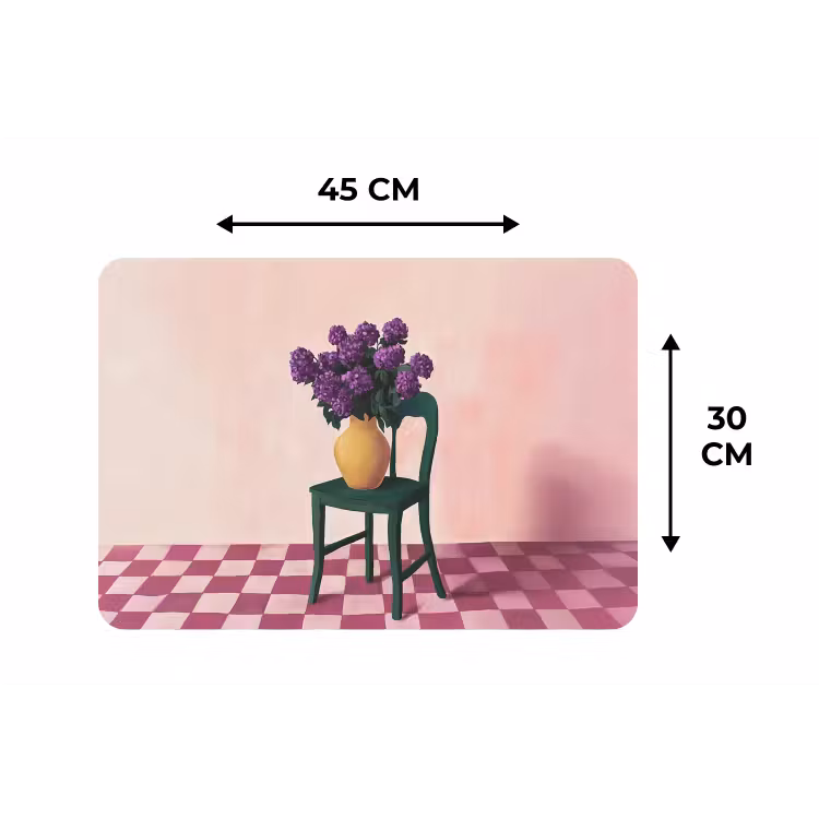 Placemat - 6 stuks - Stoel - Vaas - Bloemen - Geblokt — 3
