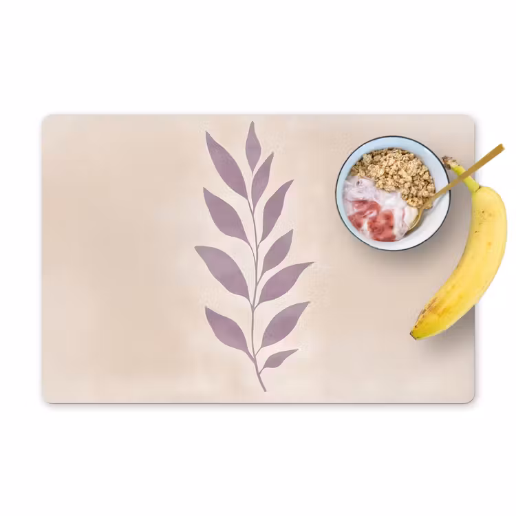 Placemat - 6 stuks - Tak - Bladeren - Minimalistisch - Beige — 1