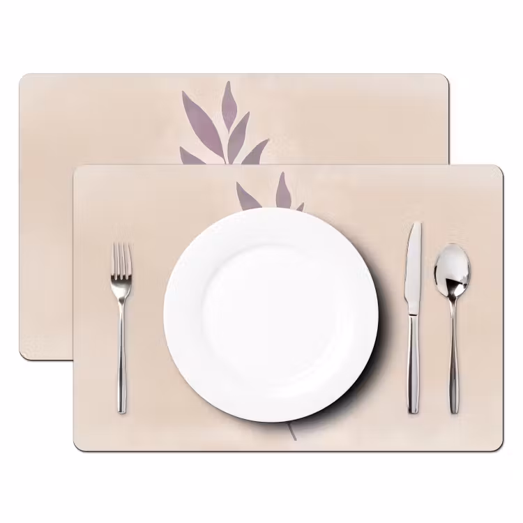 Placemat - 6 stuks - Tak - Bladeren - Minimalistisch - Beige — 2
