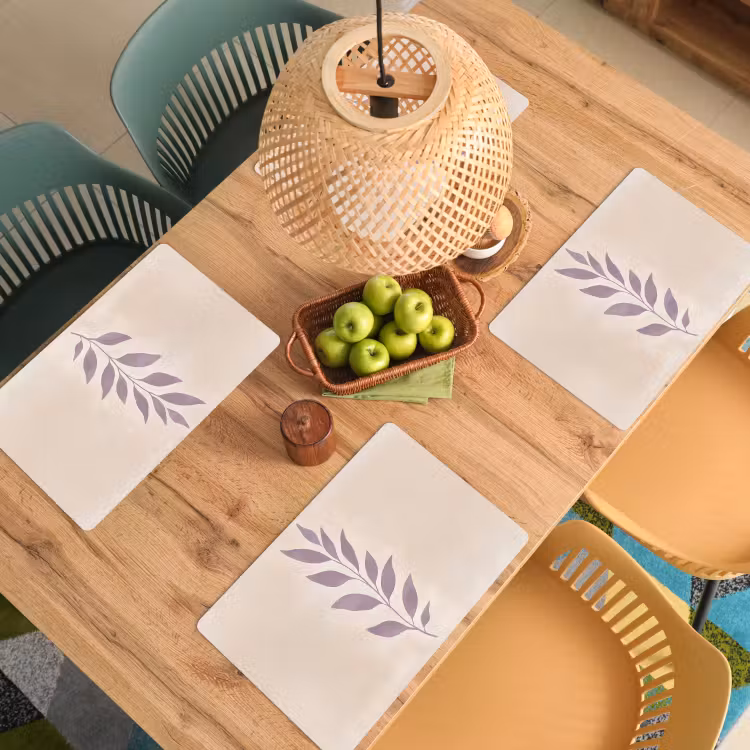Placemat - 6 stuks - Tak - Bladeren - Minimalistisch - Beige — 6
