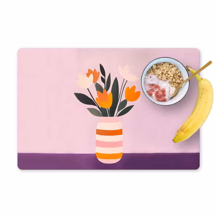 Placemat - 6 stuks - Tulpen - Vaas - Strepen - Paars — 1