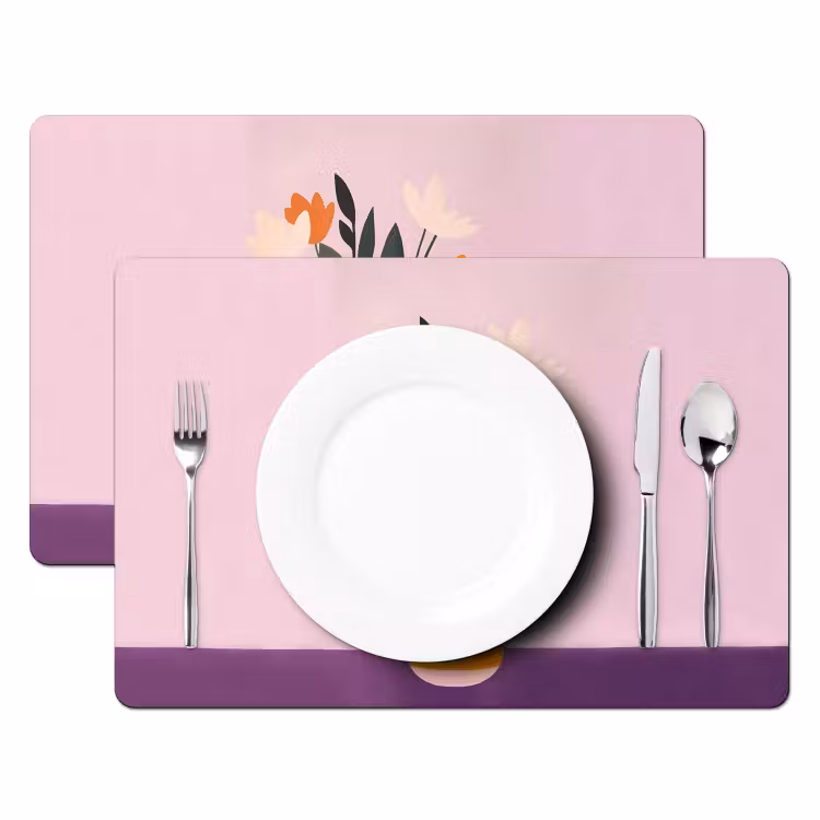 Placemat - 6 stuks - Tulpen - Vaas - Strepen - Paars — 2