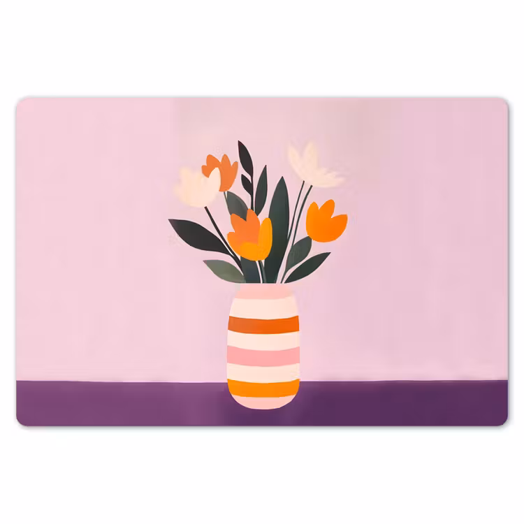 Placemat - 6 stuks - Tulpen - Vaas - Strepen - Paars — 7