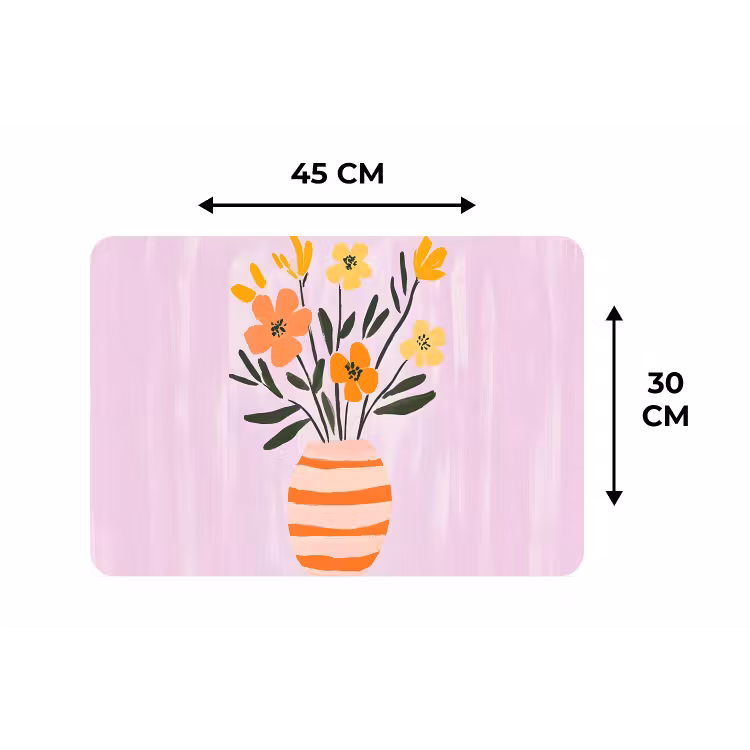 Placemat - 6 stuks - Vaas - Gestreept - Bloemen - Oranje — 3