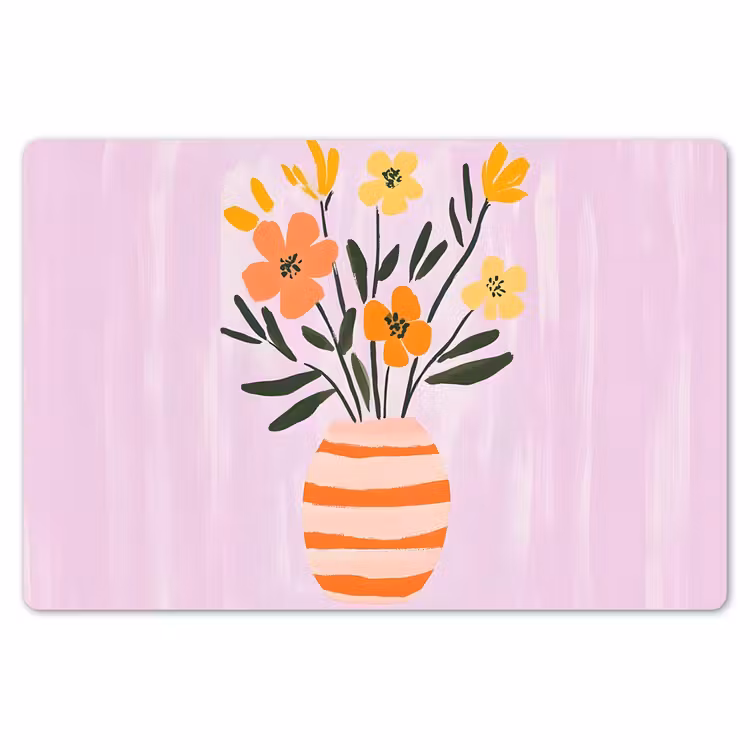 Placemat - 6 stuks - Vaas - Gestreept - Bloemen - Oranje — 7