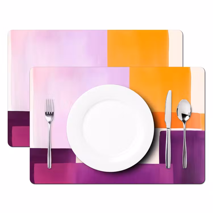 Placemat - 6 stuks - Vlakken - Abstract - Rechthoekig - Oranje — 2