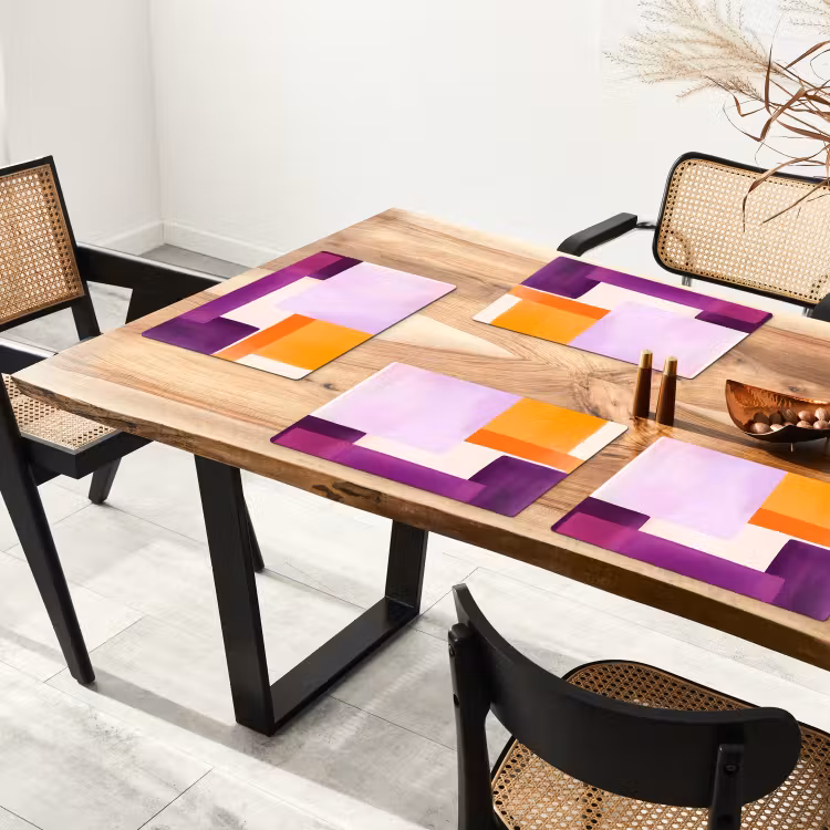 Placemat - 6 stuks - Vlakken - Abstract - Rechthoekig - Oranje — 5
