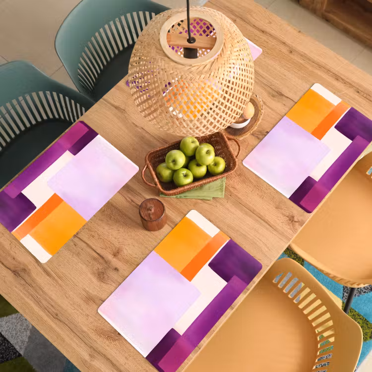 Placemat - 6 stuks - Vlakken - Abstract - Rechthoekig - Oranje — 6
