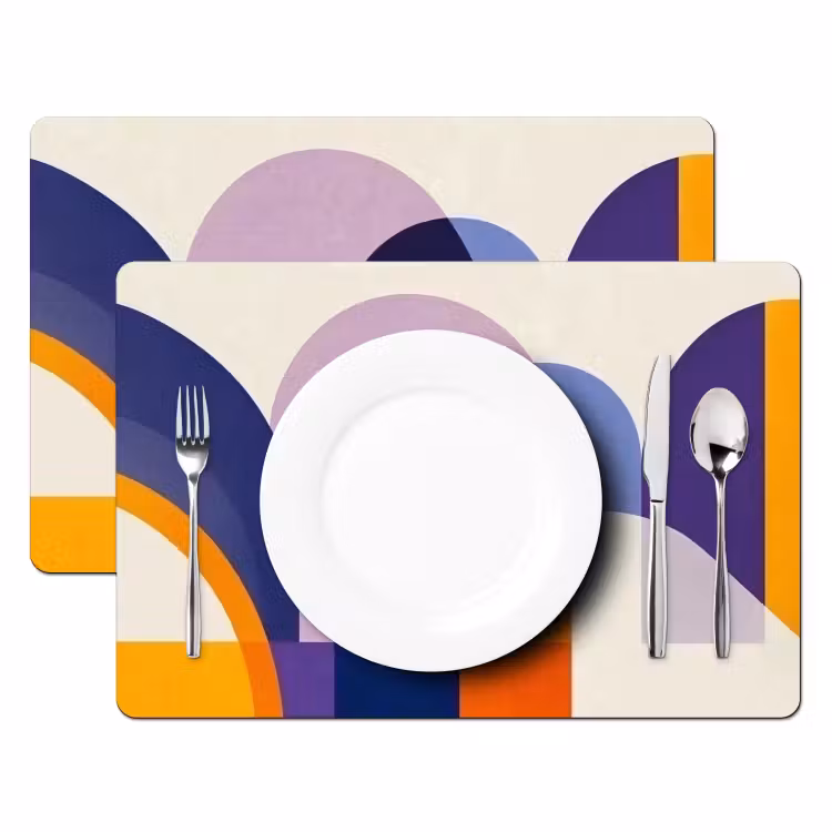Placemat - 6 stuks - Vormen - Abstract - Grafisch - Oranje — 2