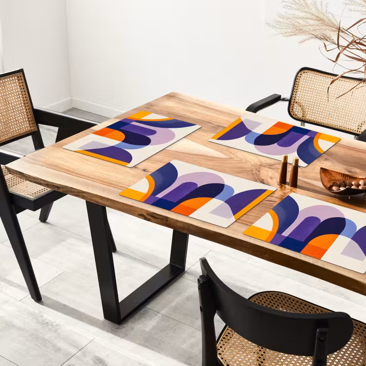 Placemat - 6 stuks - Vormen - Abstract - Grafisch - Oranje — 5