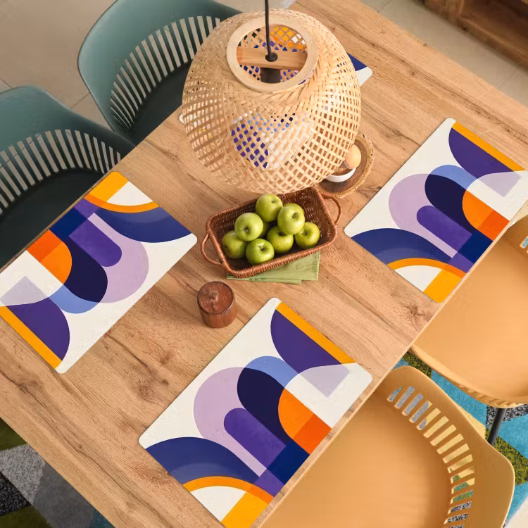 Placemat - 6 stuks - Vormen - Abstract - Grafisch - Oranje — 6