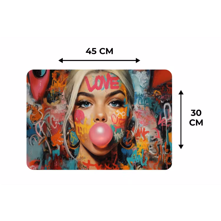 Placemat - 6 stuks - Vrouw - Kauwgom - Graffiti - Love — 3