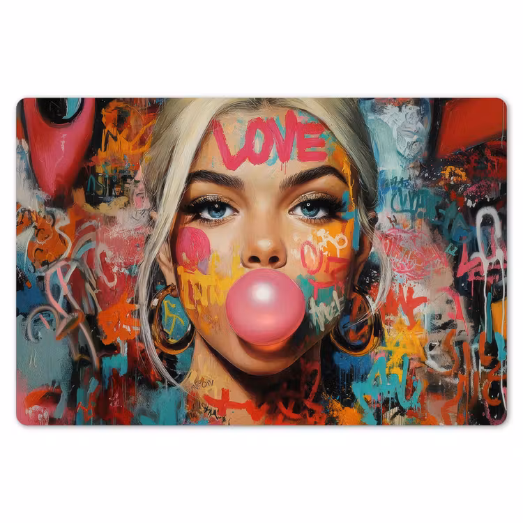 Placemat - 6 stuks - Vrouw - Kauwgom - Graffiti - Love — 7