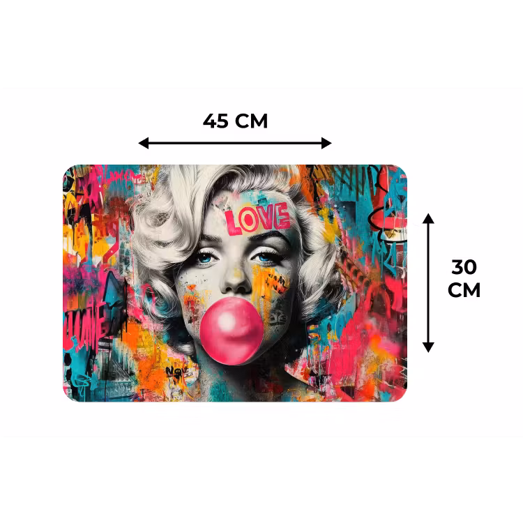 Placemat - 6 stuks - Vrouw - Kauwgom - Graffiti - Neonkleuren — 3