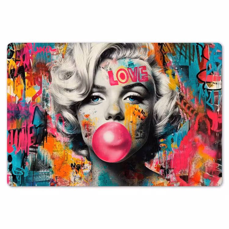 Placemat - 6 stuks - Vrouw - Kauwgom - Graffiti - Neonkleuren — 7