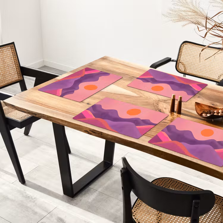 Placemat - 6 stuks - Zon - Heuvels - Paars - Abstract — 5