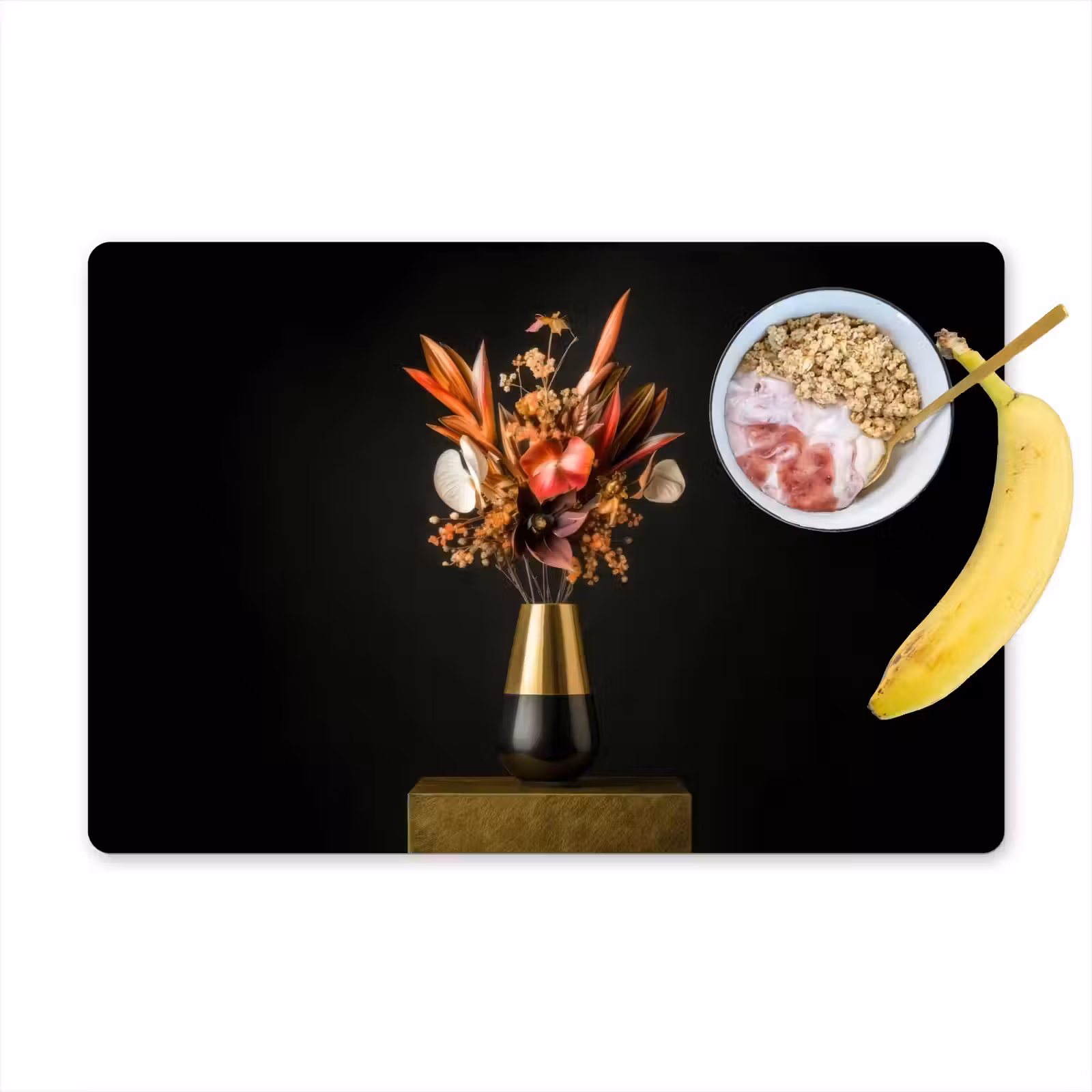 Placemat - 6 stuks - Exotisch - Boeket - Vaas - Goud — 1