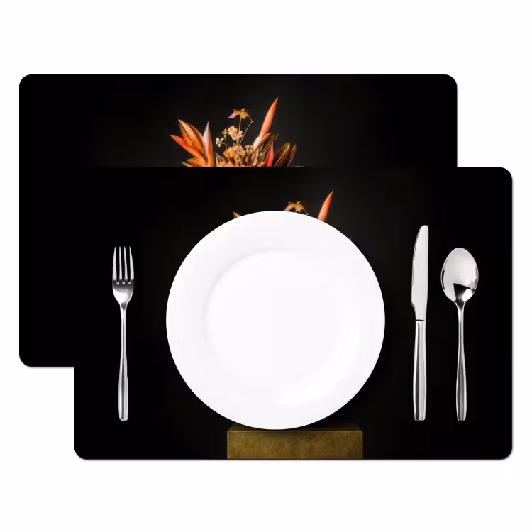 Placemat - 6 stuks - Exotisch - Boeket - Vaas - Goud — 2