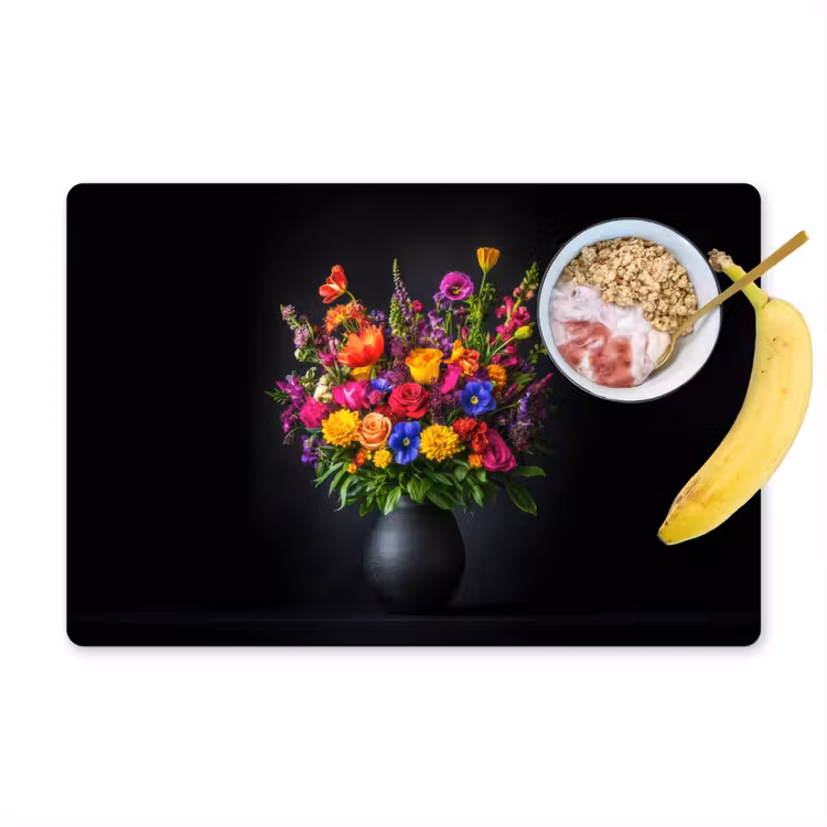 Placemat - 6 stuks - Felgekleurd - Bloemen - Vaas — 1
