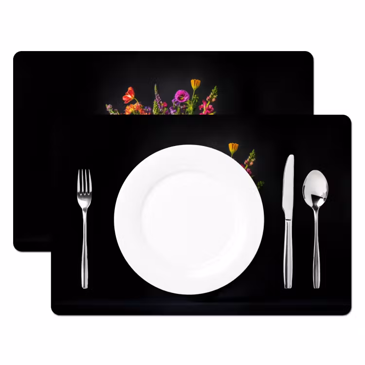 Placemat - 6 stuks - Felgekleurd - Bloemen - Vaas — 2