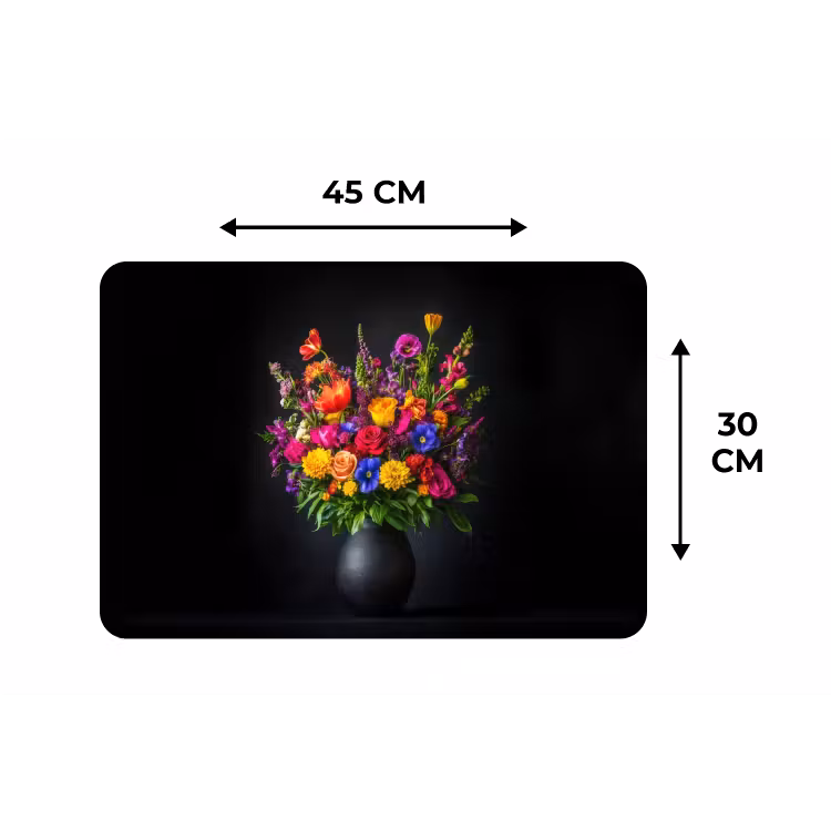 Placemat - 6 stuks - Felgekleurd - Bloemen - Vaas — 3