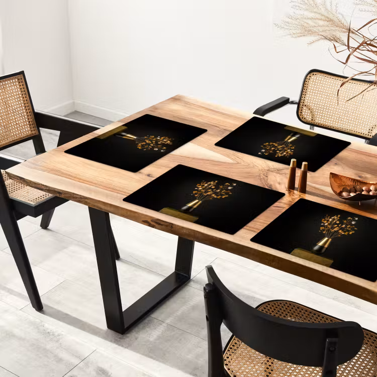 Placemat - 6 stuks - Goudbruine - Bladeren - Vaas - Herfstachtig — 5