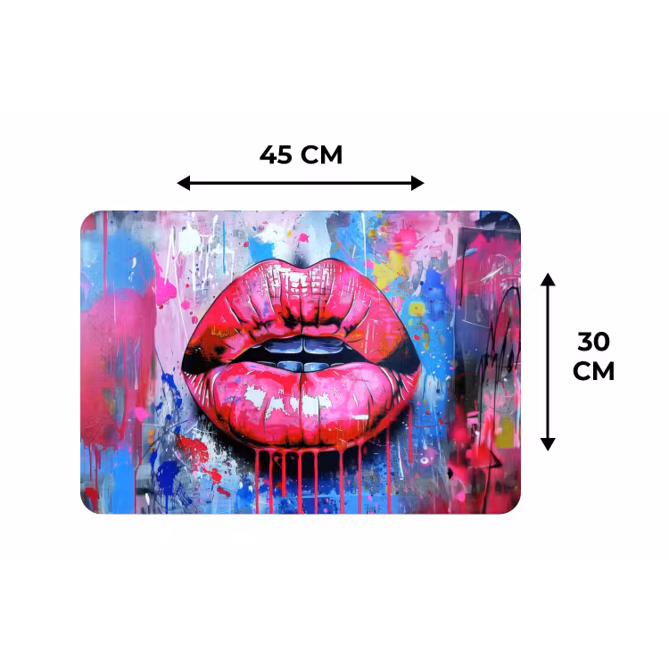 Placemat - 6 stuks - Graffiti - Lippen - Felroze - Geschilderd — 3
